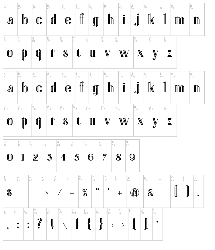 Gatsby Inline font map